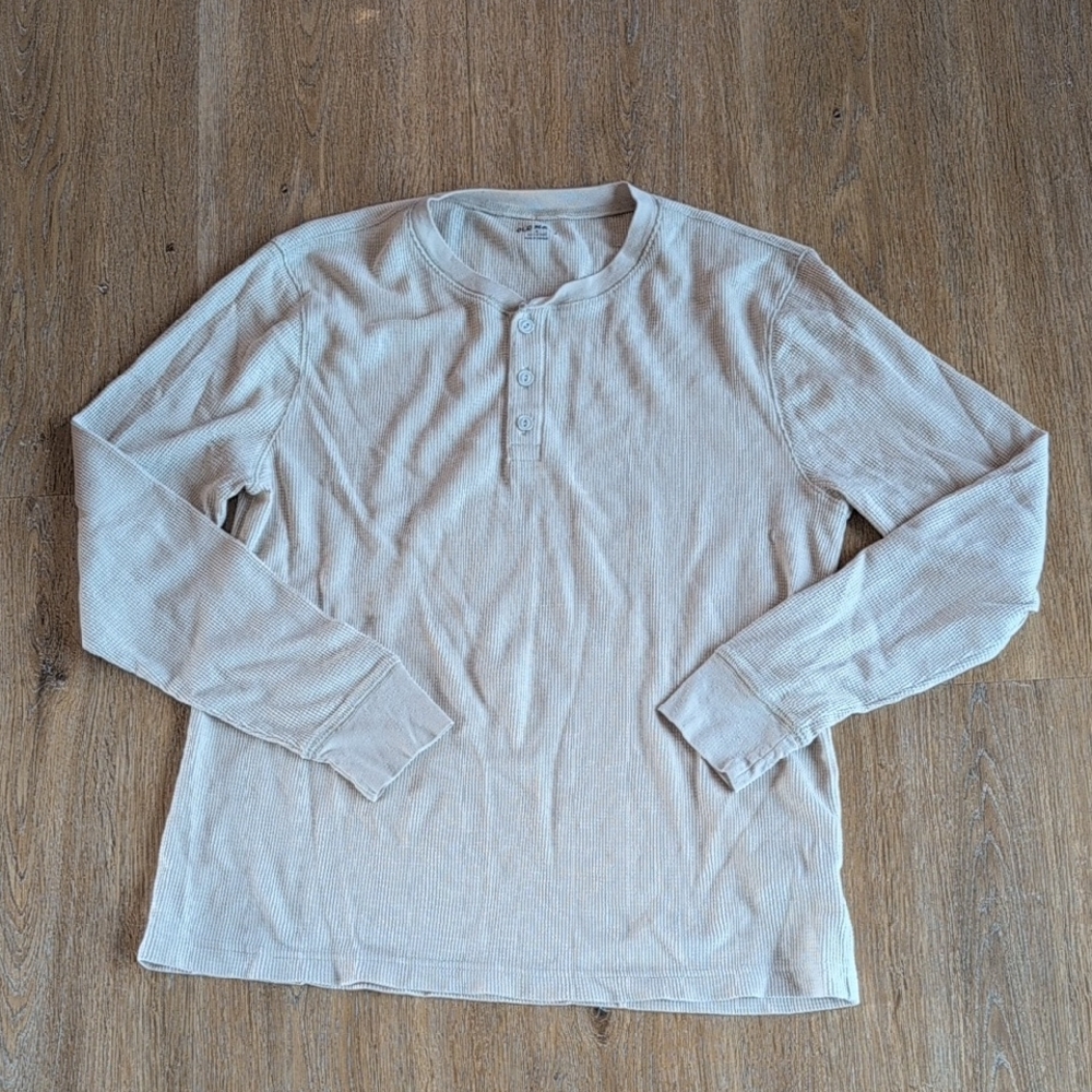 Old Navy Light Cream Long Sleeve Henley Shirt